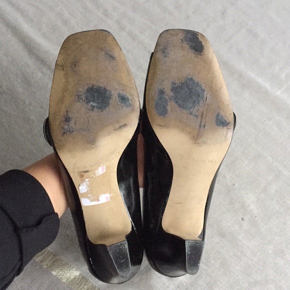 Tahari Black Patent Leather Peep Toe Pumps - Picture 4 of 7